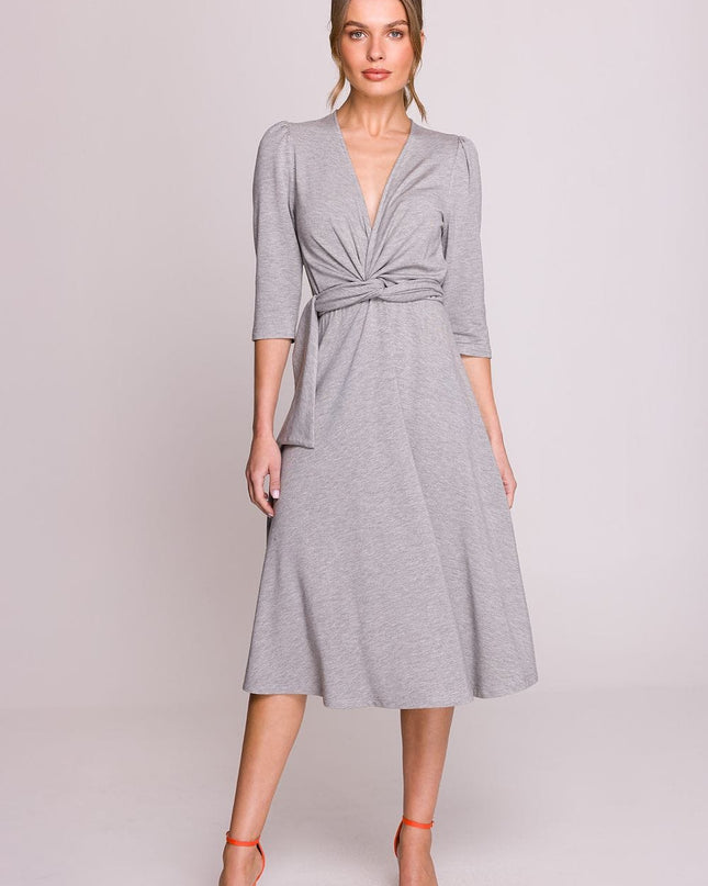 Robe élégante grise mi-longue