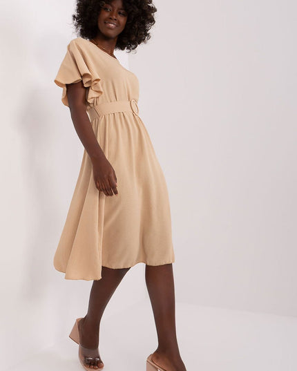 Robe évasée à manches volantées