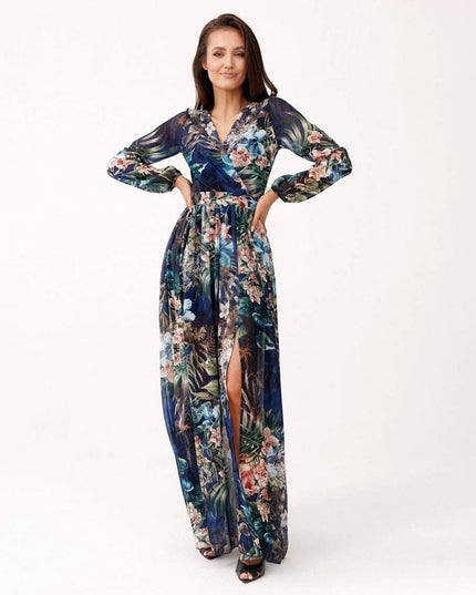 Robe maxi fluide à motifs