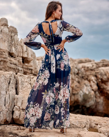 Robe maxi fluide à motifs