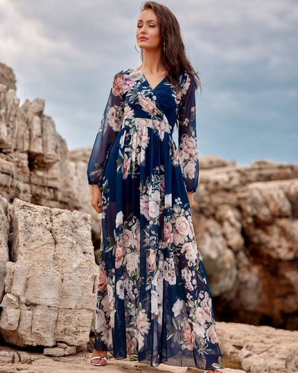Robe maxi fluide à motifs