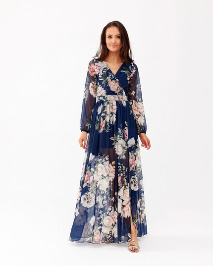 Robe maxi fluide à motifs