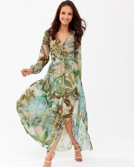 Robe maxi fluide à motifs