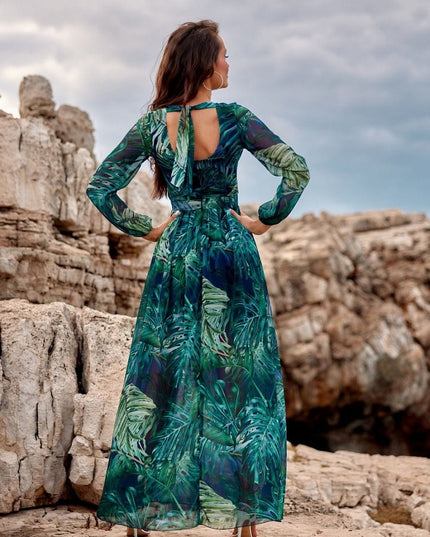 Robe maxi fluide à motifs