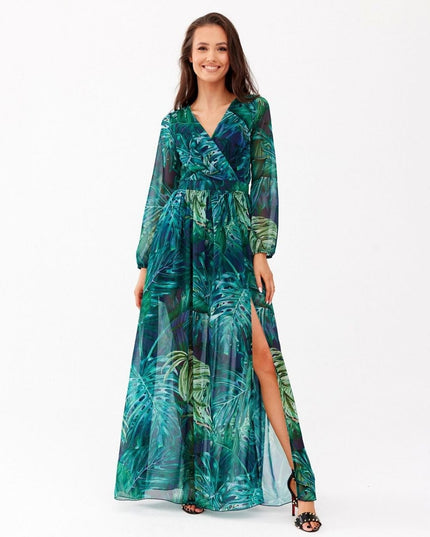Robe maxi fluide à motifs