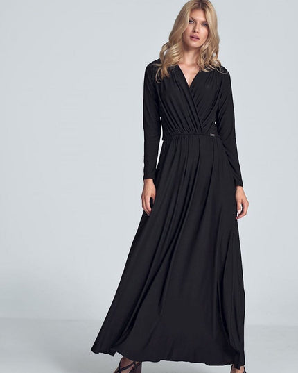Robe maxi beige manches longues