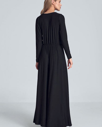 Robe maxi beige manches longues
