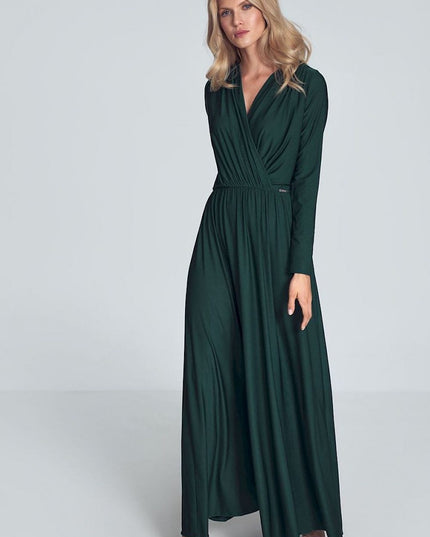 Robe maxi beige manches longues