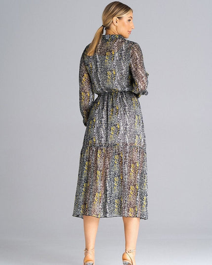 Robe évasée midi avec volant