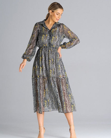 Robe évasée midi avec volant