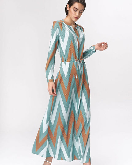 Robe maxi turquoise zigzag