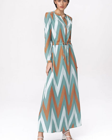 Robe maxi turquoise zigzag