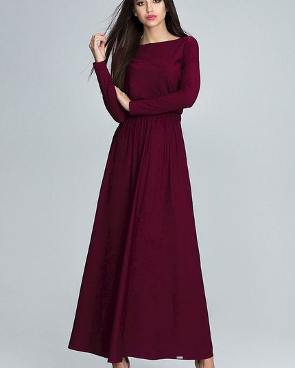 Robe maxi verte à manches longues
