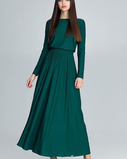 Robe maxi verte à manches longues