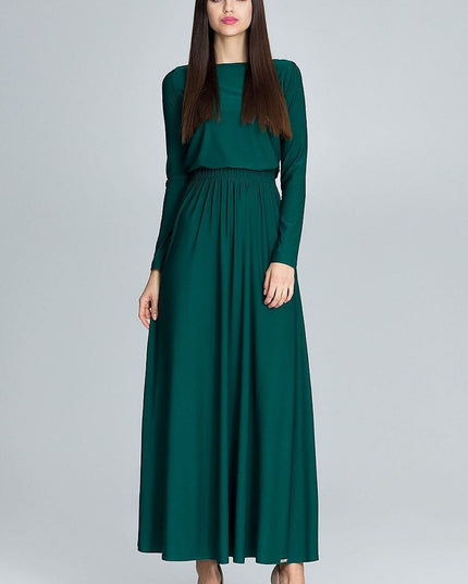 Robe maxi verte à manches longues