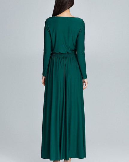 Robe maxi verte à manches longues
