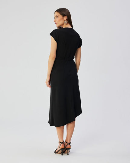Robe midi élégante encolure aquatique