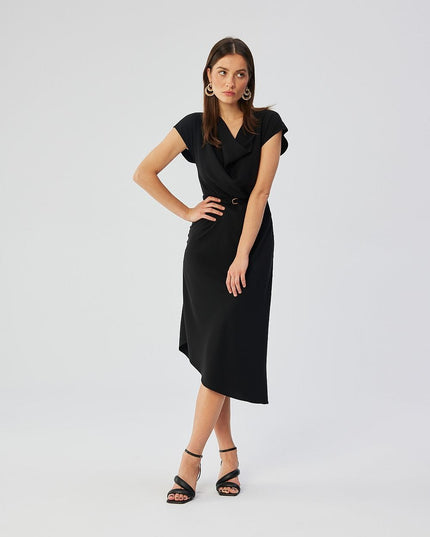 Robe midi élégante encolure aquatique