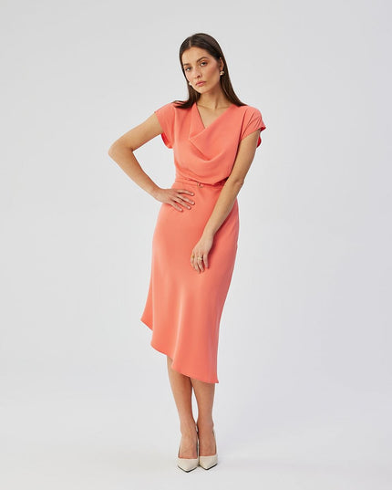 Robe midi élégante encolure aquatique