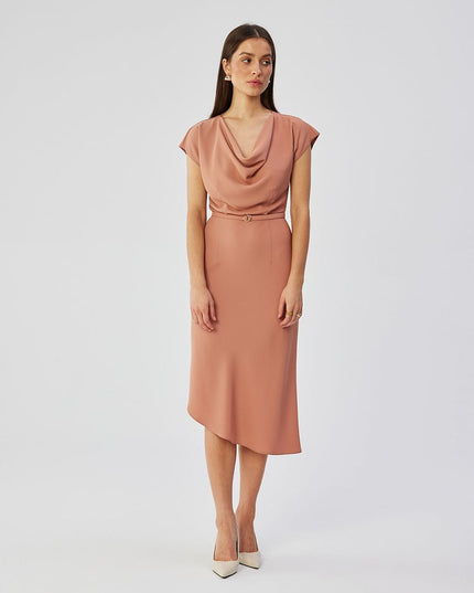 Robe midi élégante encolure aquatique