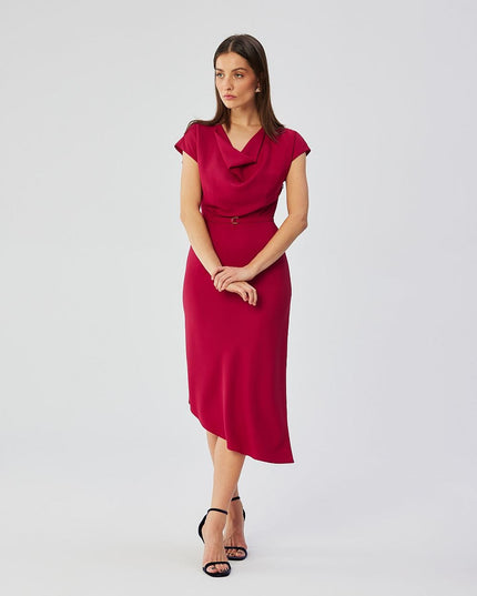 Robe midi élégante encolure aquatique