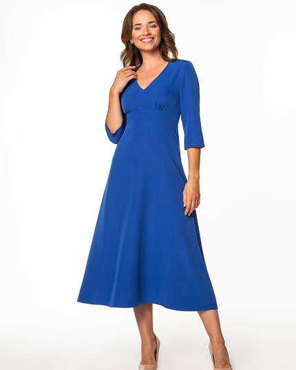 Robe longue manches 3/4 bleue