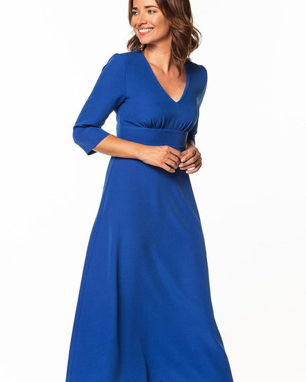 Robe longue manches 3/4 bleue