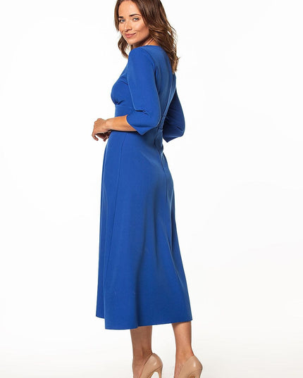 Robe longue manches 3/4 bleue