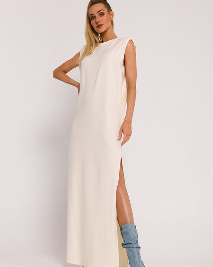Robe longue sans manches fendue