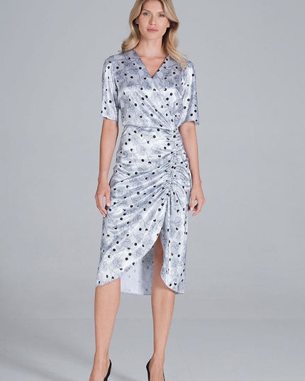 Robe satin à pois midi