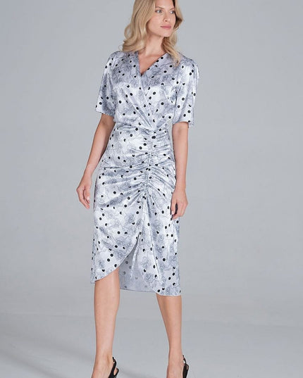 Robe satin à pois midi