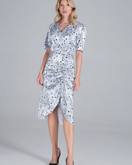 Robe satin à pois midi