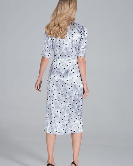 Robe satin à pois midi