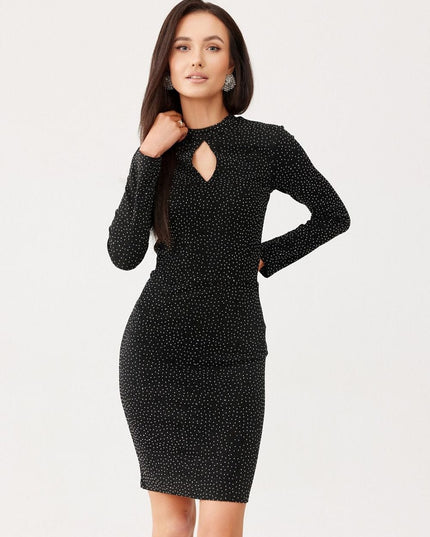 Robe noire ajustée à strass