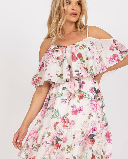 Robe fleurie noire à volant