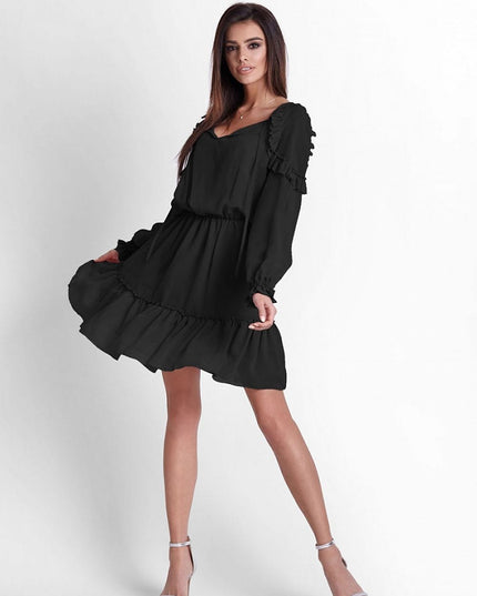 Robe bohème noire en mousseline
