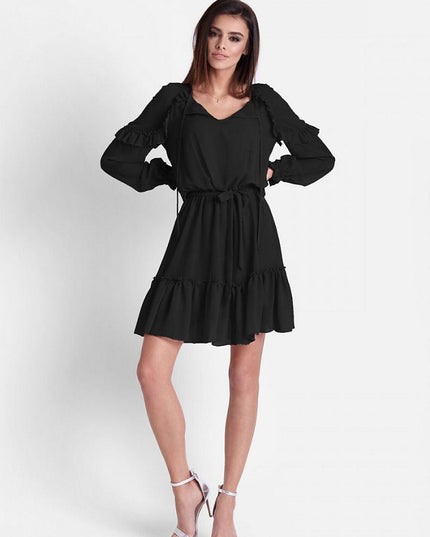 Robe bohème noire en mousseline
