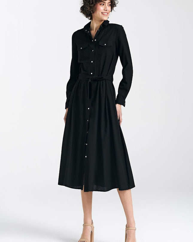 Robe midi noire élégante