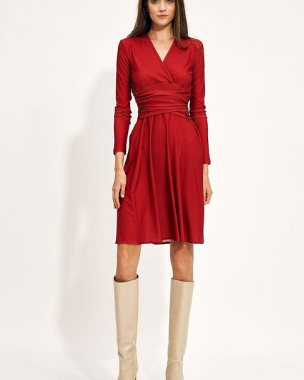 Robe enveloppante midi rouge