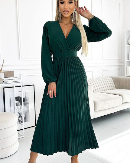 Robe midi plissée denim