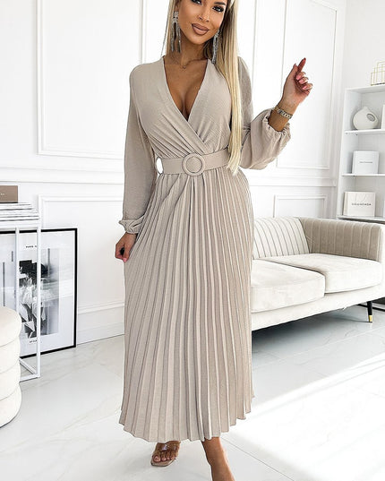 Robe midi plissée denim