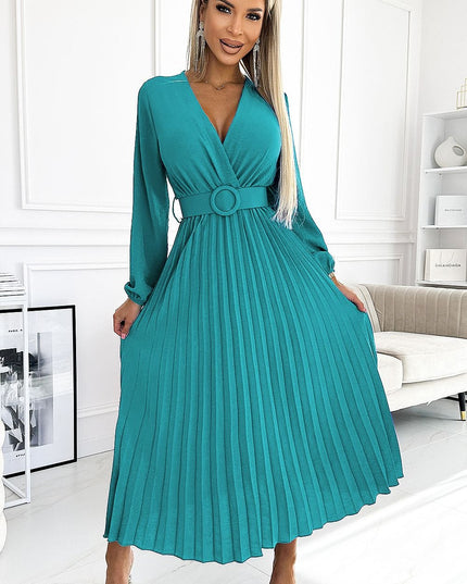 Robe midi plissée denim