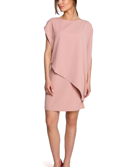 Robe rose asymétrique élégante