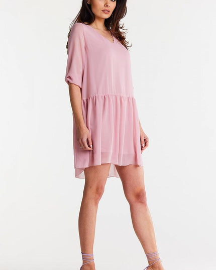 Robe ample en mousseline rose