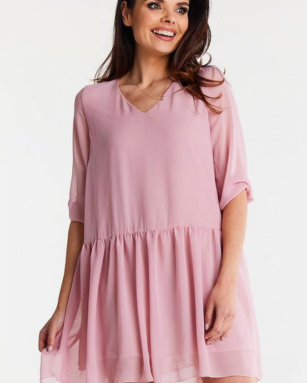 Robe ample en mousseline rose