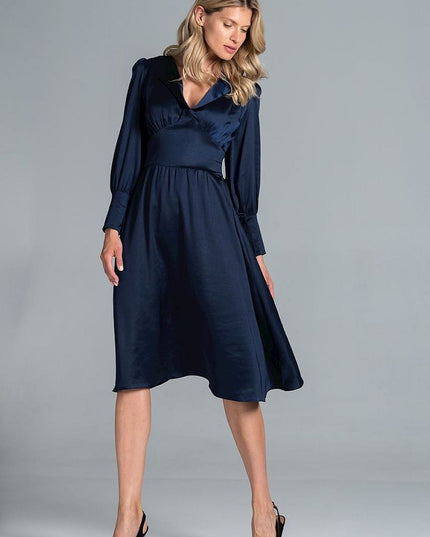 Robe midi satin vert évasée