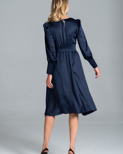 Robe midi satin vert évasée