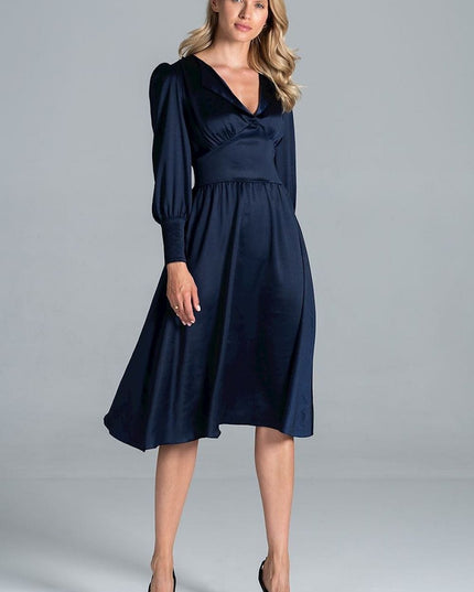 Robe midi satin vert évasée