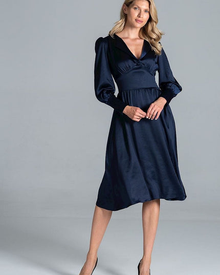 Robe midi satin vert évasée