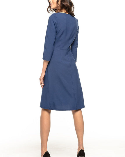 Robe élégante trapèze manches 3/4
